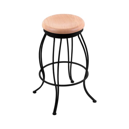 Holland Bar Stool Co 30" Swivel Bar Stool, Black Wrinkle, Nat Oak Seat 300030BWNatOak
